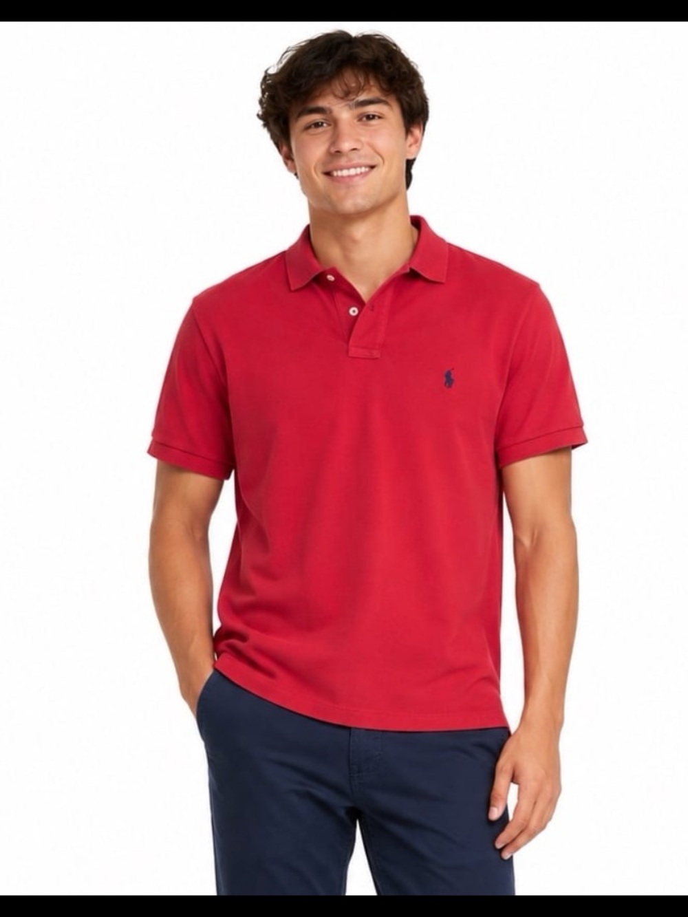 Polo by Ralph Lauren Red Short-Sleeve Men’s Polo with Navy Logo